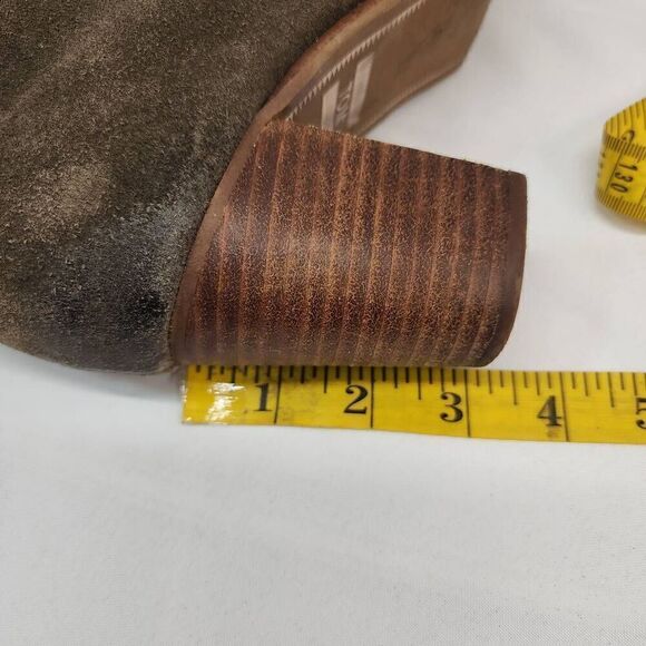 Toms Size 9 Lunata Tarmac Gray Suede Lace-Up Distressed High Heel Boots shoes Wo - Picture 11 of 12